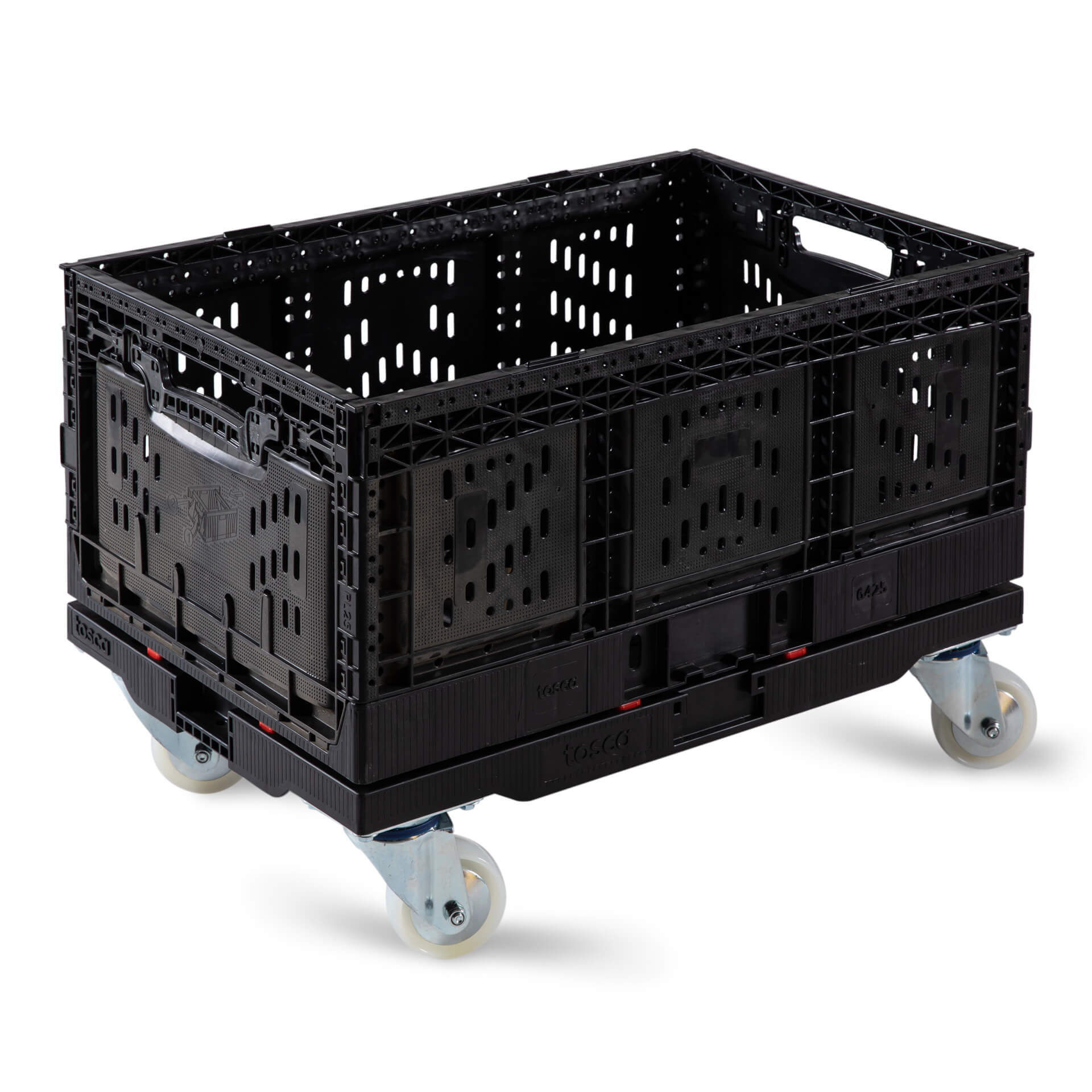 עגלת דולי ארגזים 40/60 מלאה חזקה אפורה גלגלי אוקולון 3" 250 ק"ג WoW עולם על גלגלים עם ארגז דוגמא מתקפל