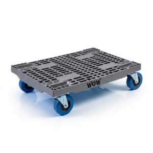 עגלת דולי ארגזים 40/60 מלאה חזקה אפורה גלגלי גומי 250 ק"ג WoW עולם על גלגלים